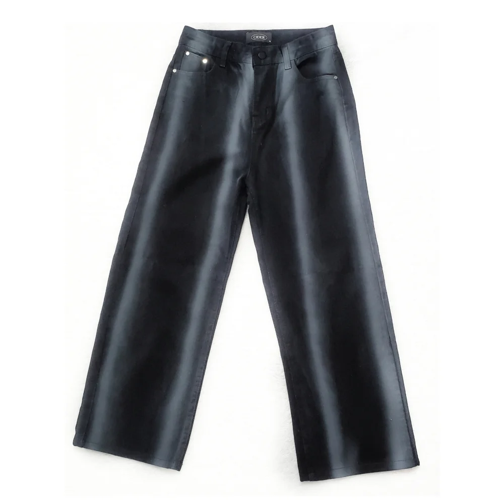Cider | Black Faded Striped High Waist Wide Leg Jeans - Picture 1 of 7